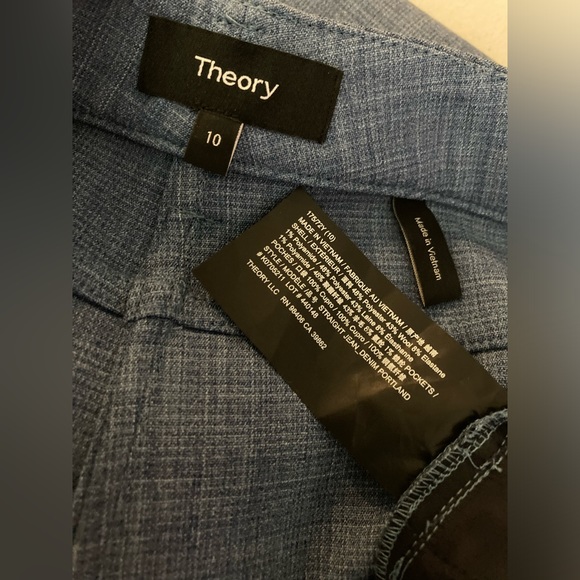 Theory Wool Blend Denim Portland Chambray Casual Straight Leg Trouser Pants - Picture 12 of 17